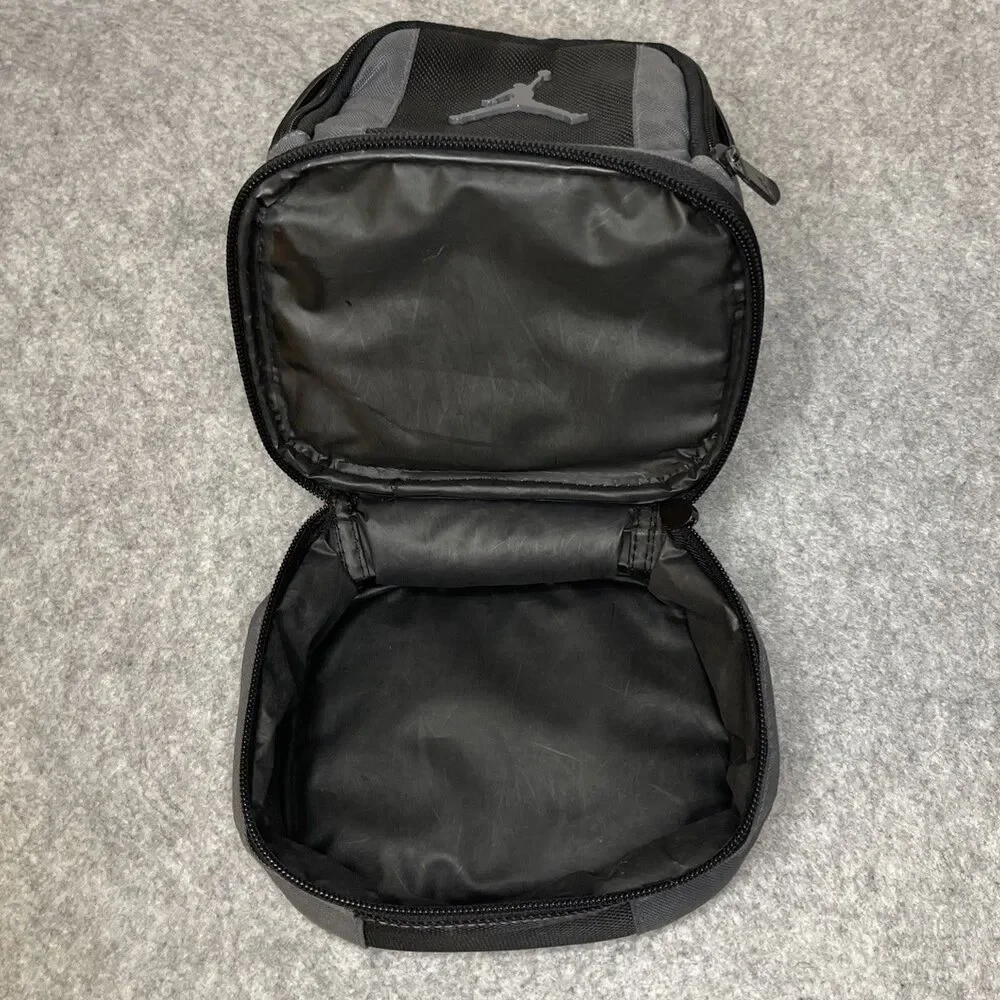 Nike Jordan Grey and Black Small Lunch Bag with Handle and Compartments